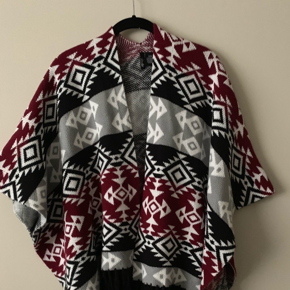 Aztec inspired print shawl/poncho